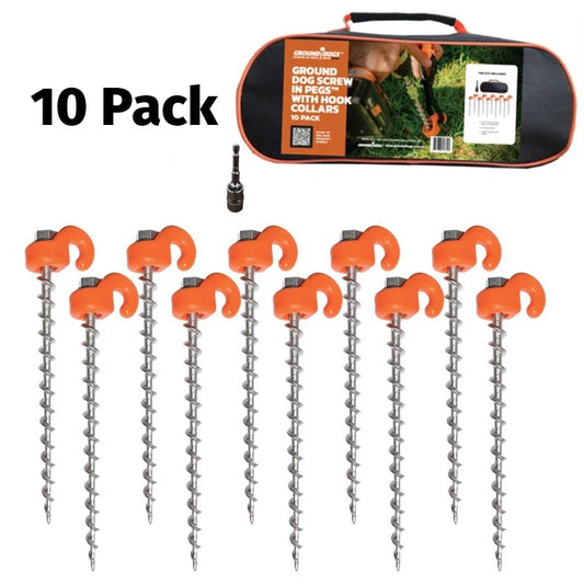 Ground Dog Pegs With Bag - 10 Pack